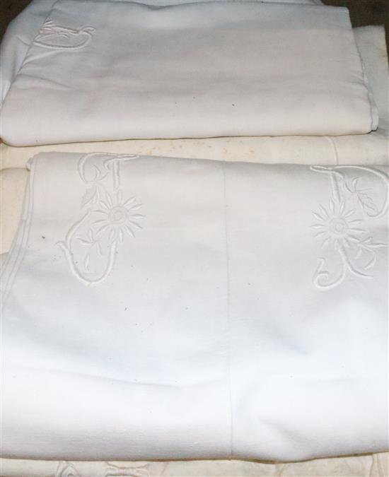 8 monogrammed coarse French Provincial sheets